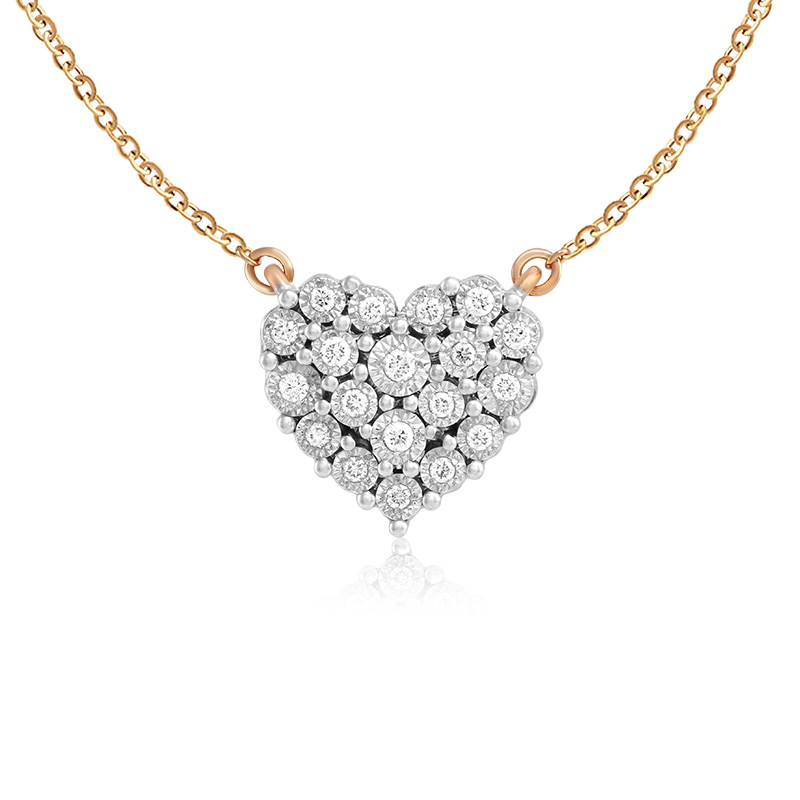 Pandantiv Inima cu Lant Aur 18k Diamante BLANCO'S
