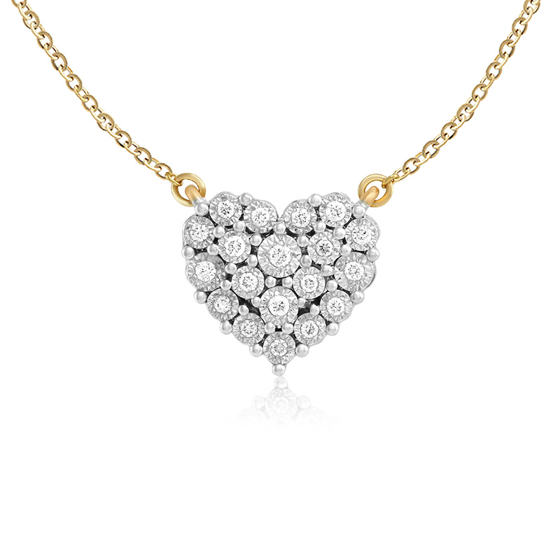 Pandantiv Inima cu Lant Aur 18k Diamante BLANCO'S