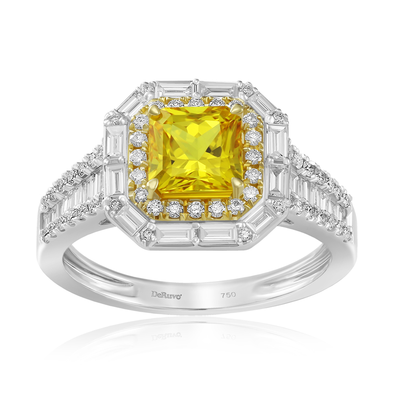 Inel Aur 18k Diamante,Safir Galben DERUVO