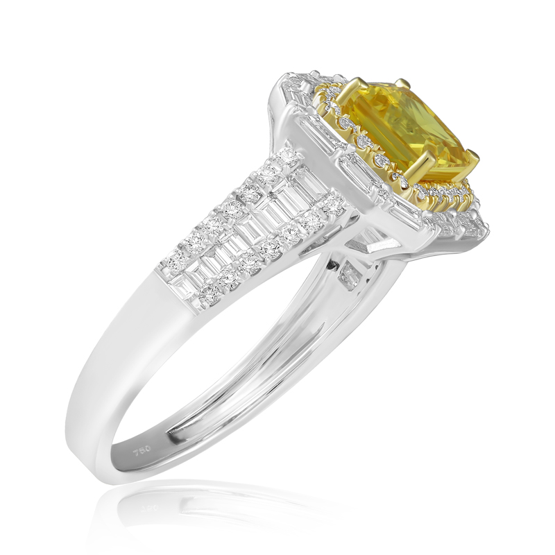Inel Aur 18k Diamante,Safir Galben DERUVO