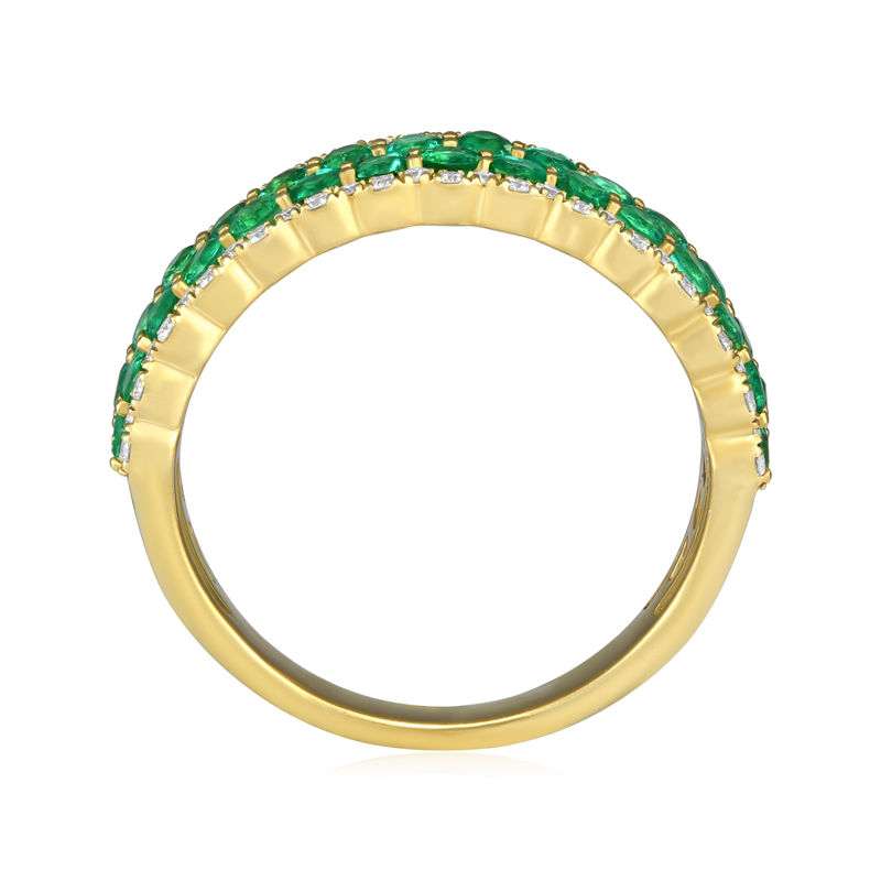 Inel Aur 18k Diamante, Smaralde DERUVO