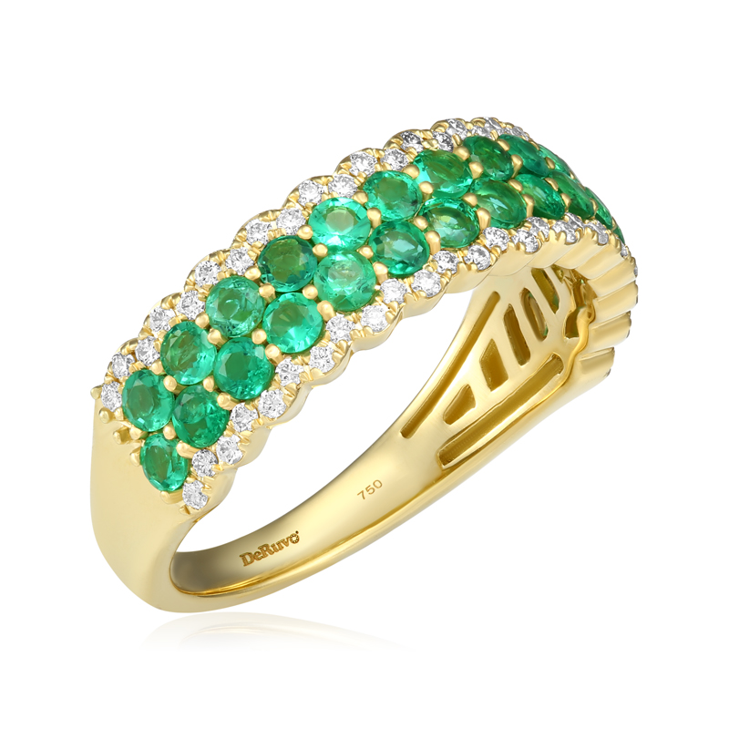 Inel Aur 18k Diamante, Smaralde DERUVO