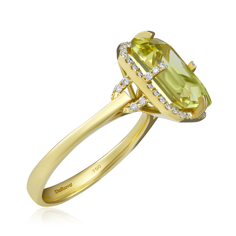 Inel Aur 18k Diamante,Lemon Quartz DERUVO Inel Aur 18k Diamante,Lemon Quartz DERUVO
