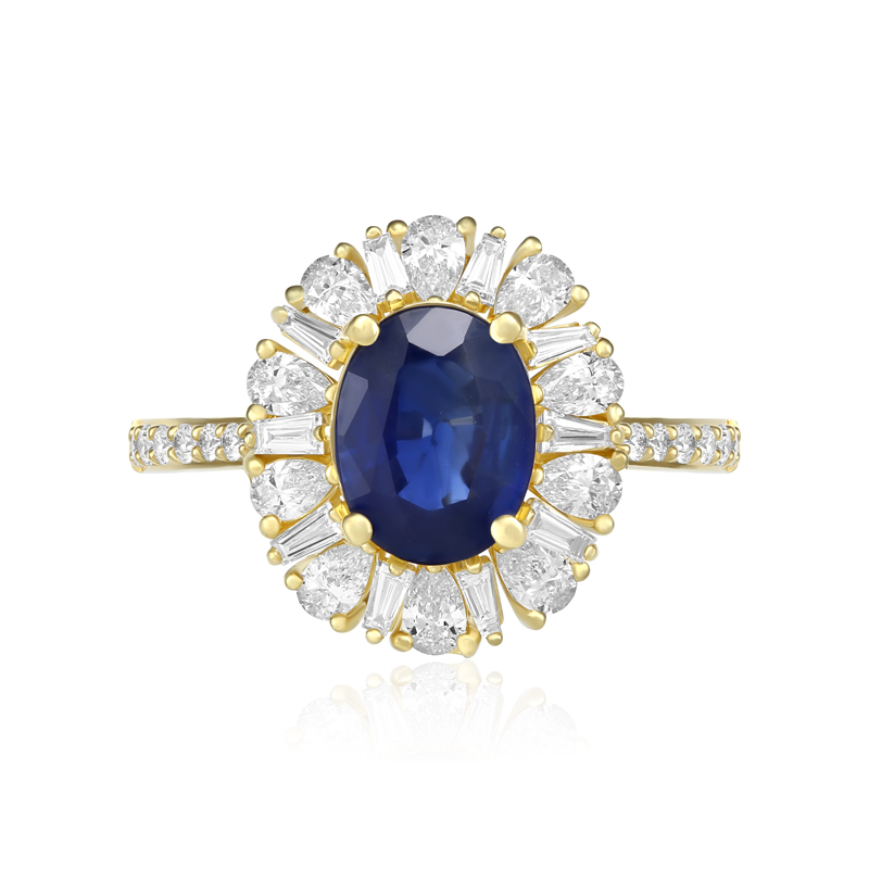 Inel Aur 18k Diamante, Safir DERUVO