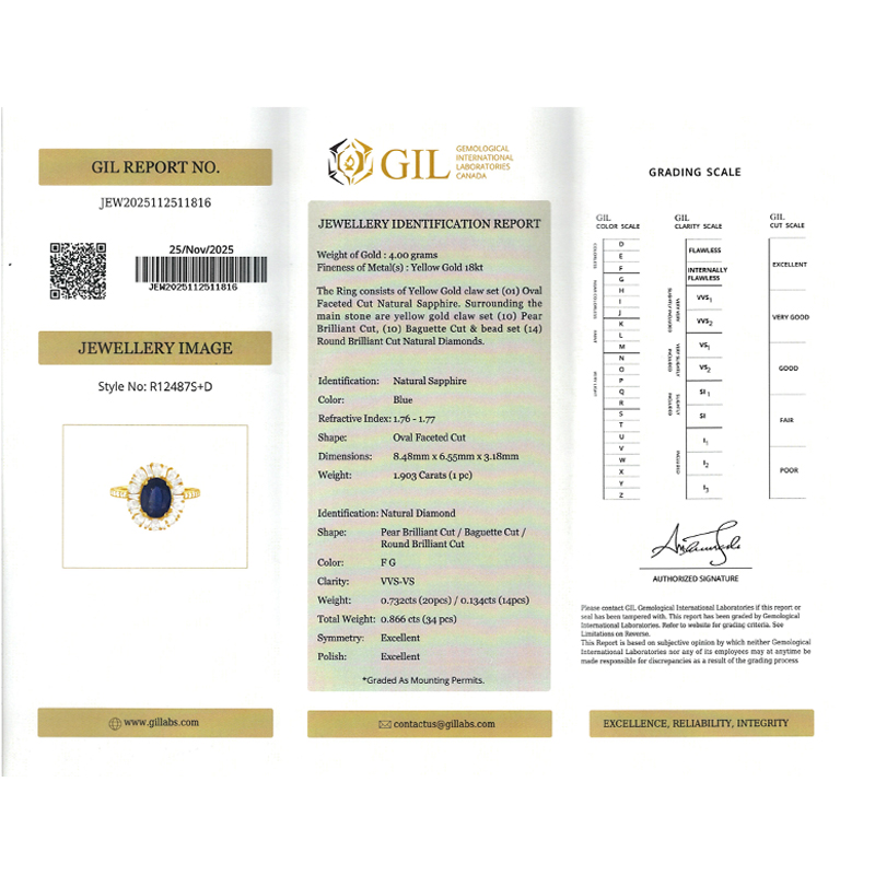 Inel Aur 18k Diamante, Safir DERUVO