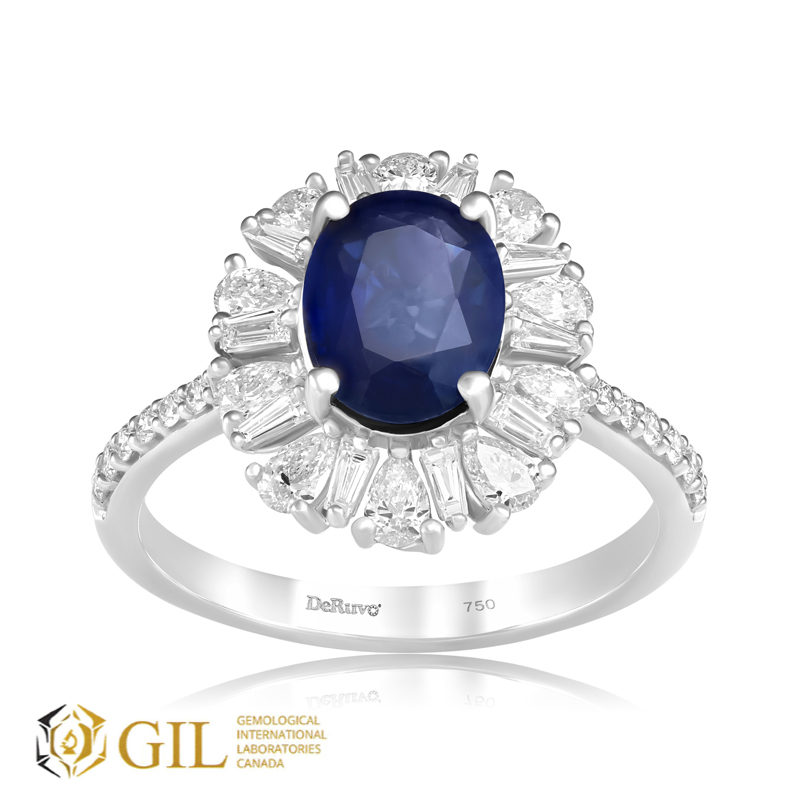 Inel Aur 18k Diamante, Safir DERUVO