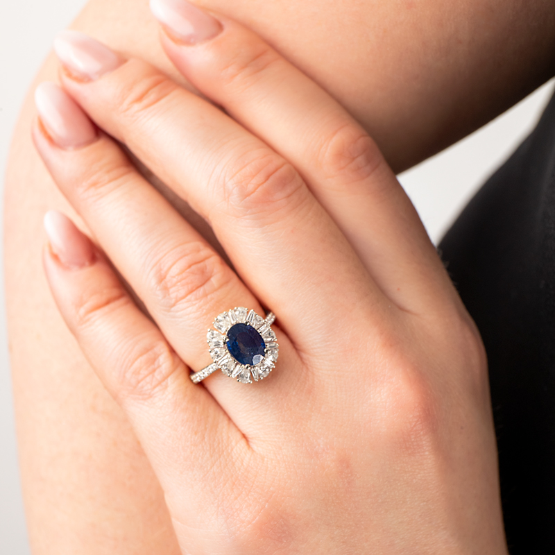 Inel Aur 18k Diamante, Safir DERUVO