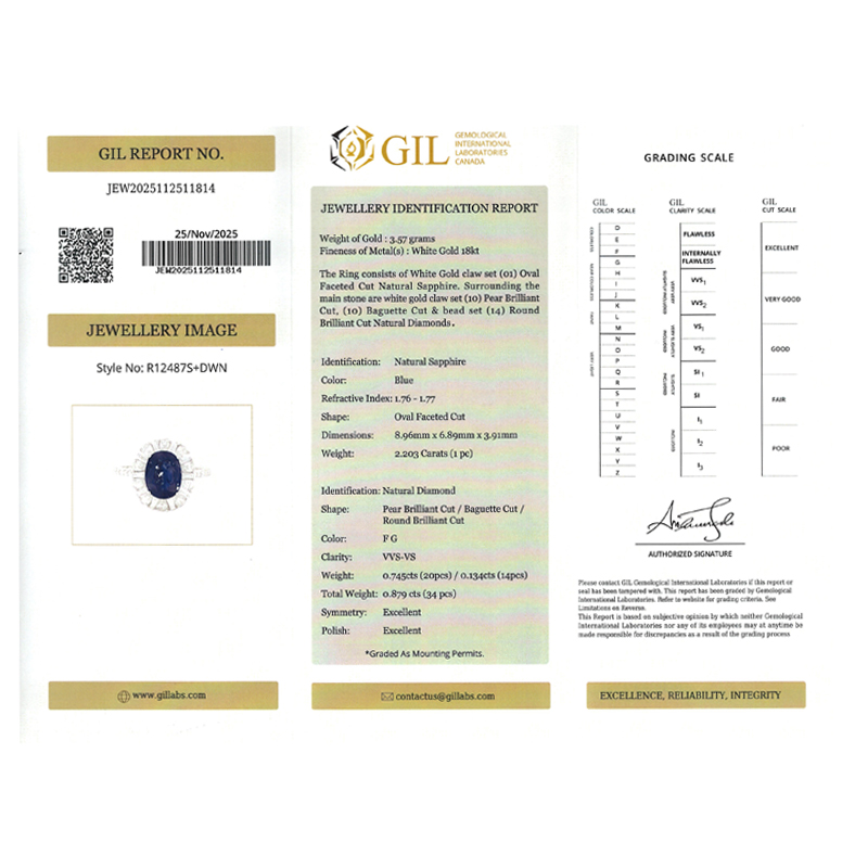 Inel Aur 18k Diamante, Safir DERUVO