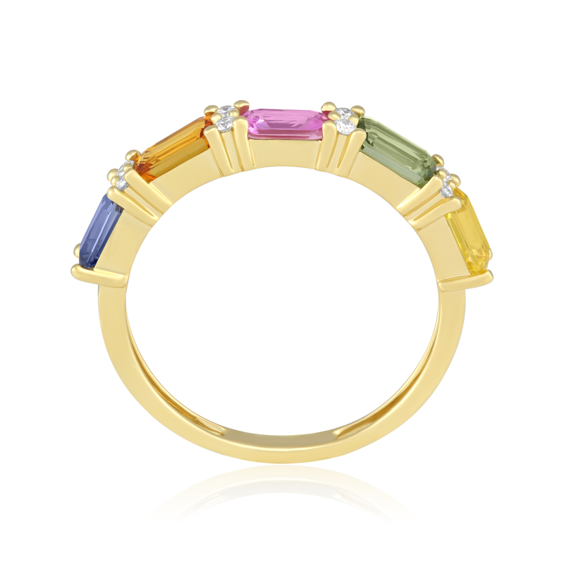 Inel Aur 18k Diamante, Safire Multicolore DERUVO