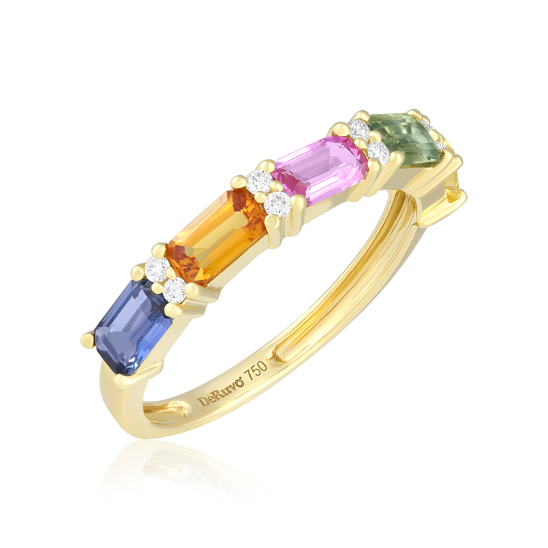 Inel Aur 18k Diamante, Safire Multicolore DERUVO