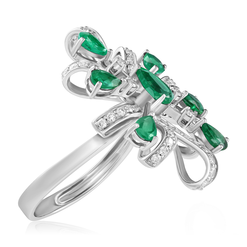 Inel Aur 18k Diamante,Smaralde DERUVO Inel Aur 18k Diamante,Smaralde DERUVO