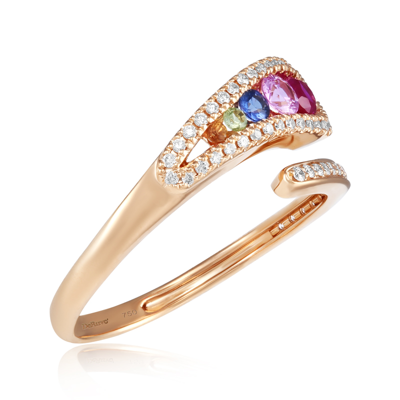 Inel Aur 18k Diamante,  Safire Multicolore, Rubine DERUVO