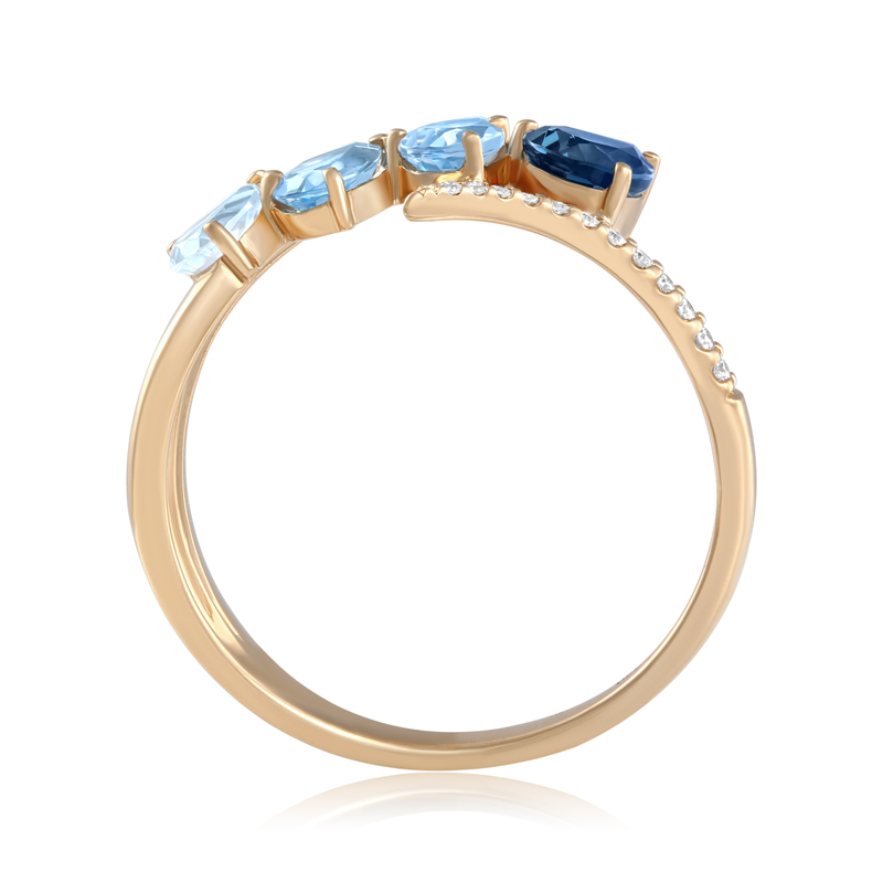 Inel Aur 18k Diamante, Topaz Albastru, London Blue Topaz DERUVO