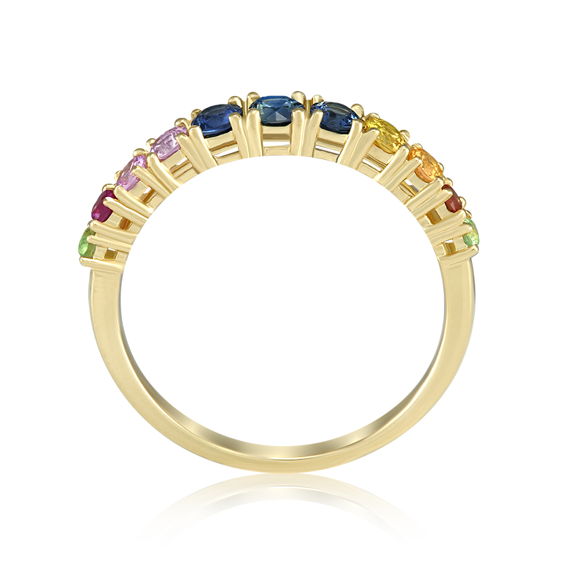 Inel Semi Eternity Aur 18k  Safire Multicolore, Rubire DERUVO