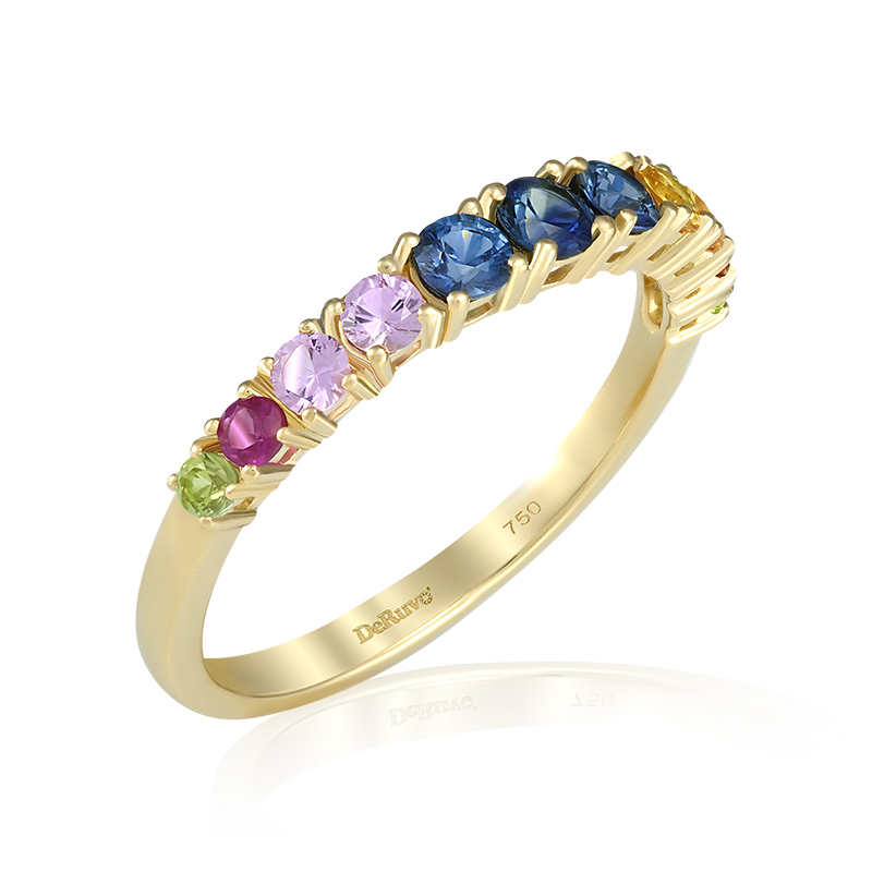 Inel Semi Eternity Aur 18k  Safire Multicolore, Rubire DERUVO