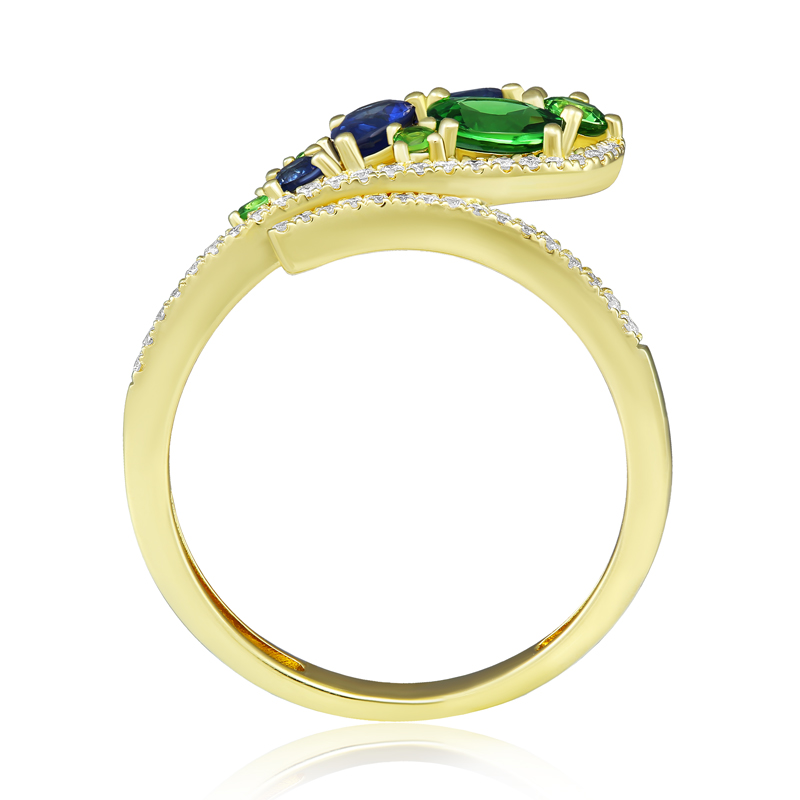 Inel Aur 18k Diamante, Safire, Granate Verzi DERUVO Inel Aur 18k Diamante, Safire, Granate Verzi DERUVO