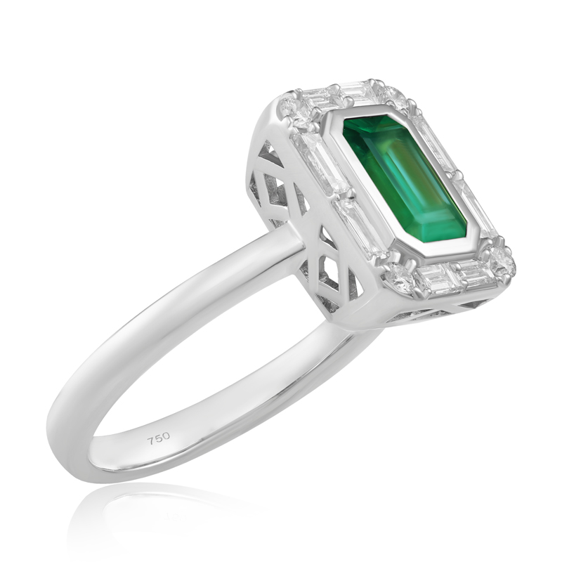 Inel Aur 18k Diamante, Smarald DERUVO 