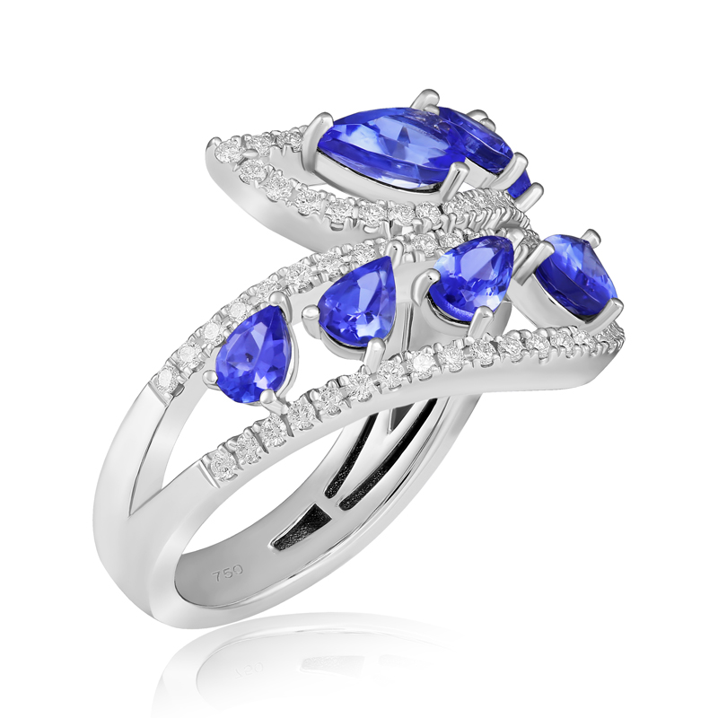 Inel Aur 18k Diamante, Tanzanite DERUVO