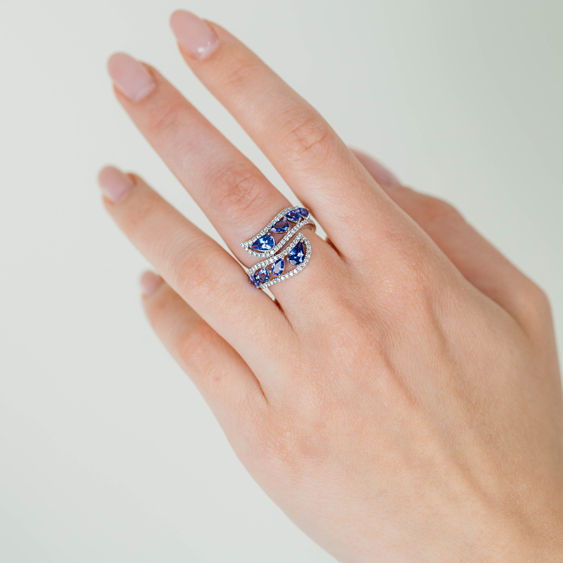 Inel Aur 18k Diamante, Tanzanite DERUVO