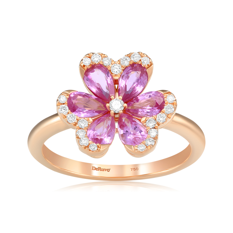 Inel Aur 18k Diamante, Safire Roz DERUVO