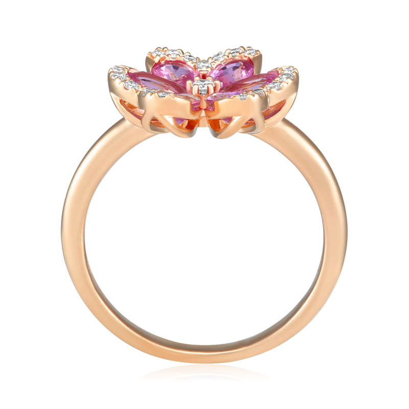 Inel Aur 18k Diamante, Safire Roz DERUVO