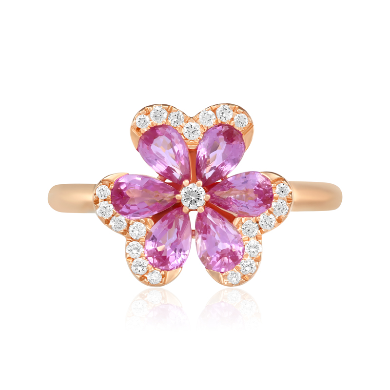 Inel Aur 18k Diamante, Safire Roz DERUVO