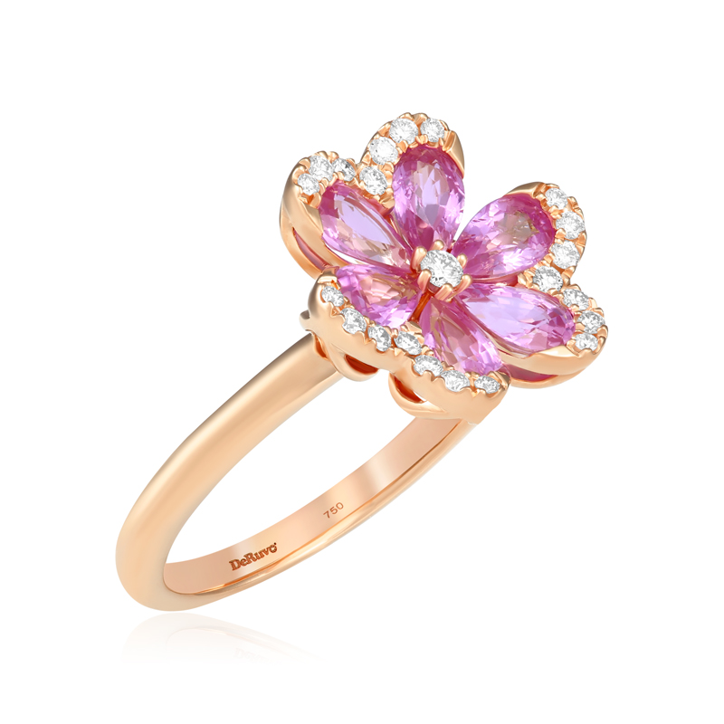 Inel Aur 18k Diamante, Safire Roz DERUVO