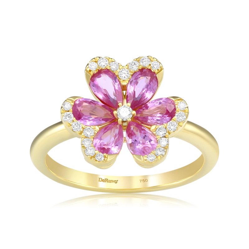Inel Aur 18k Diamante, Safire Roz DERUVO