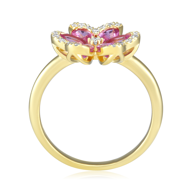 Inel Aur 18k Diamante, Safire Roz DERUVO