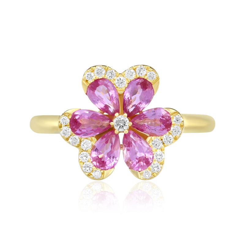 Inel Aur 18k Diamante, Safire Roz DERUVO