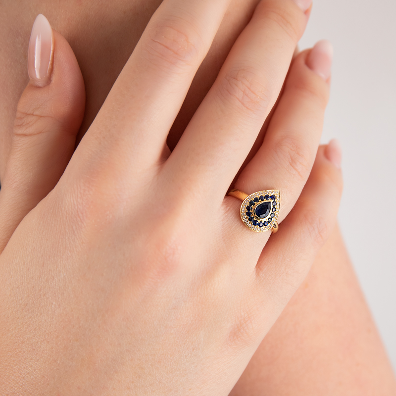 Inel Aur 18k Diamante, Safire DERUVO