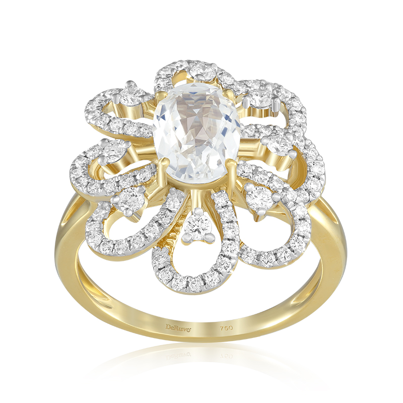 Inel Aur 18k Diamante, Topaz Alb DERUVO