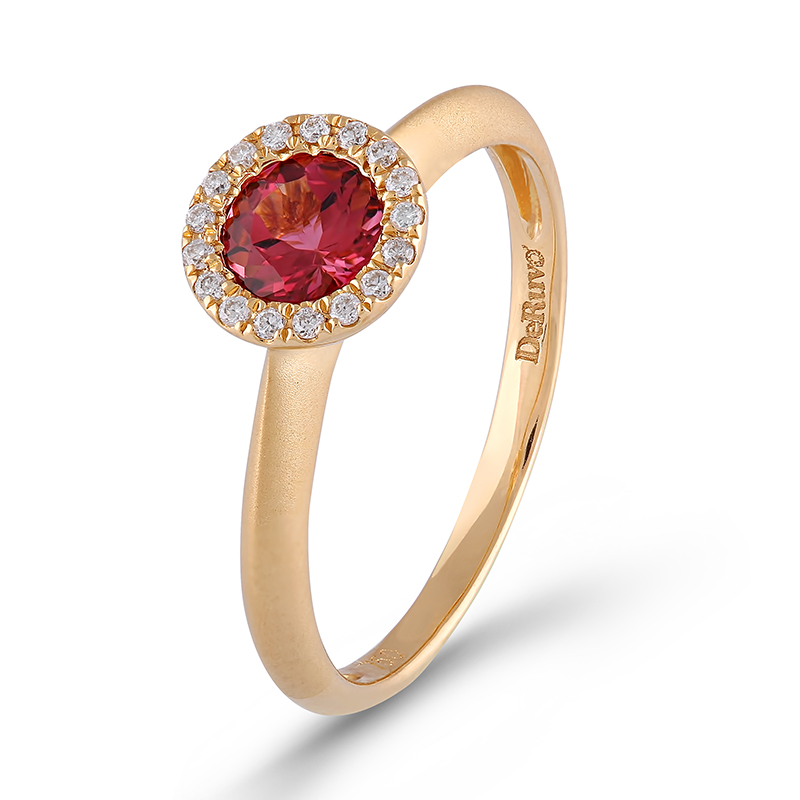 Inel Aur 18k Diamante, Turmalina Roz DERUVO 53