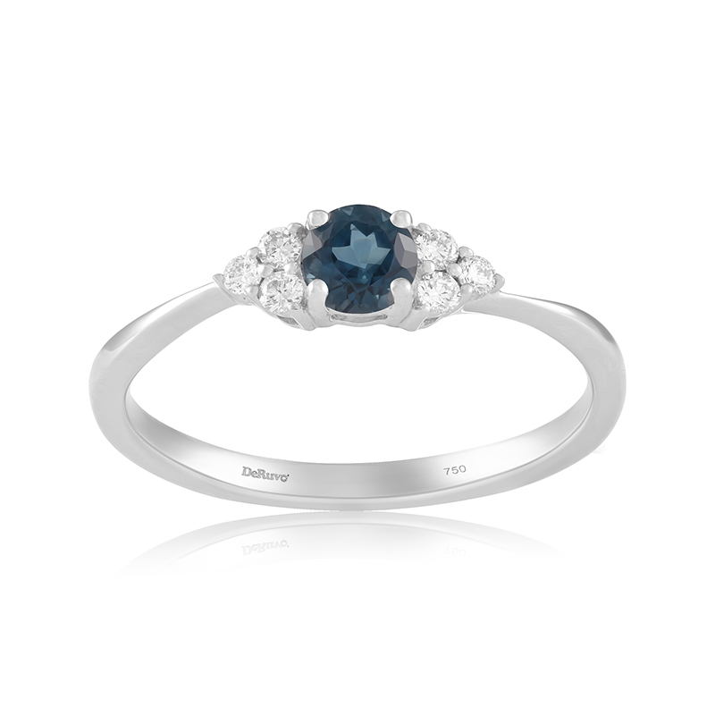 Inel Aur 18k Diamante, London Blue Topaz DERUVO