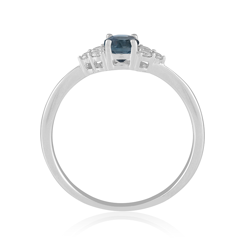 Inel Aur 18k Diamante, London Blue Topaz DERUVO