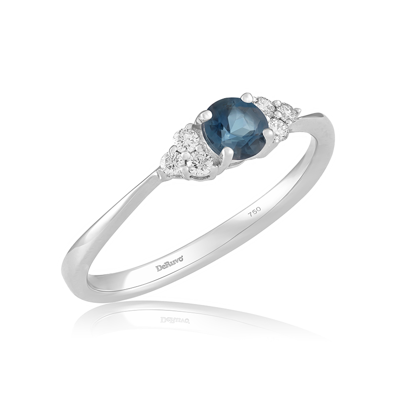 Inel Aur 18k Diamante, London Blue Topaz DERUVO