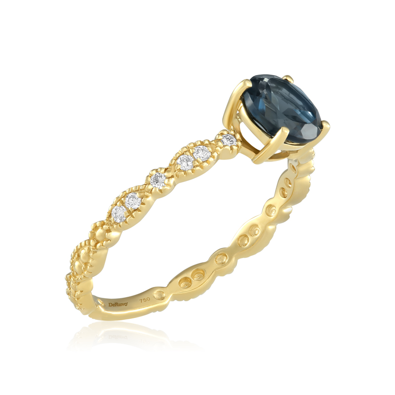 Inel Aur 18k Diamante, London Blue Topaz DERUVO