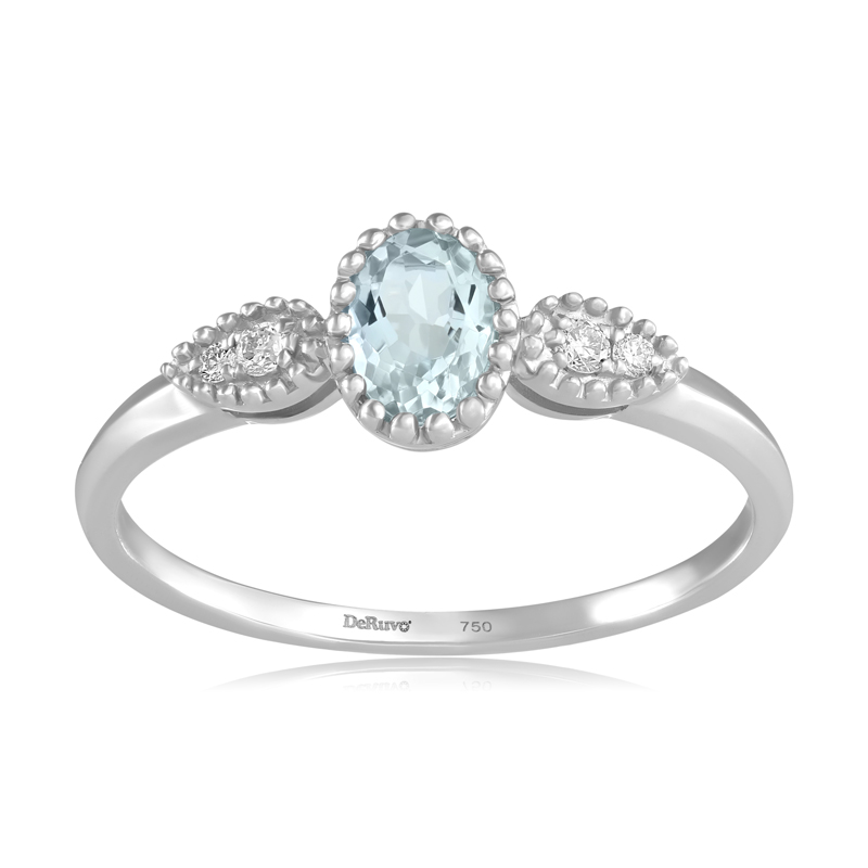 Inel Aur 18k Diamante, Aquamarin DERUVO