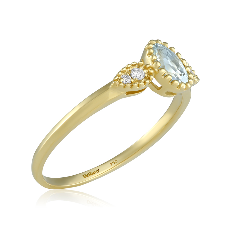 Inel Aur 18k Diamante, Aquamarin DERUVO