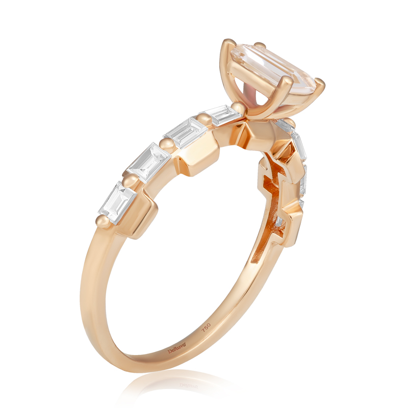 Inel Aur 18k Diamante, Morganit DERUVO Inel Aur 18k Diamante, Morganit DERUVO