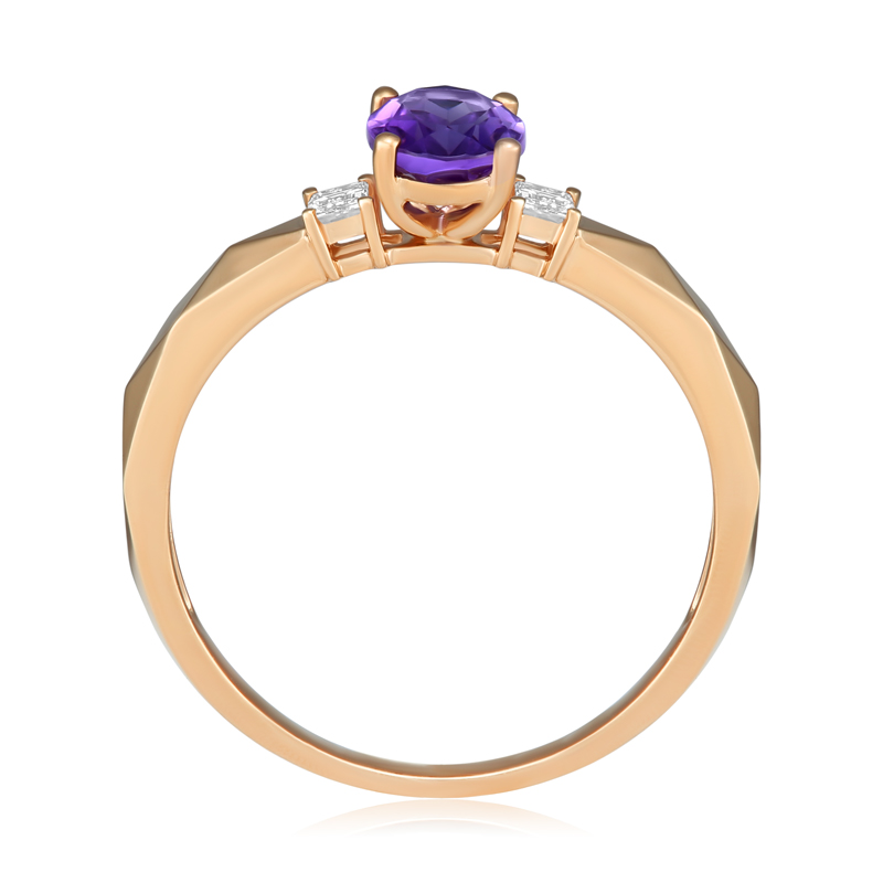 Inel Aur 18k Diamante, Ametist DERUVO