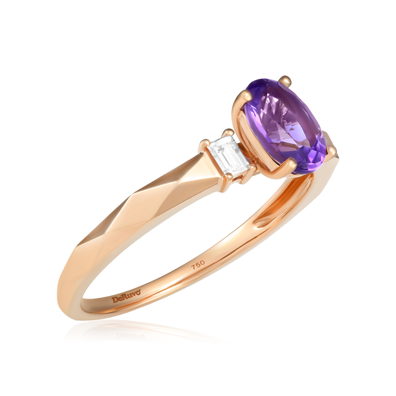 Inel Aur 18k Diamante, Ametist DERUVO