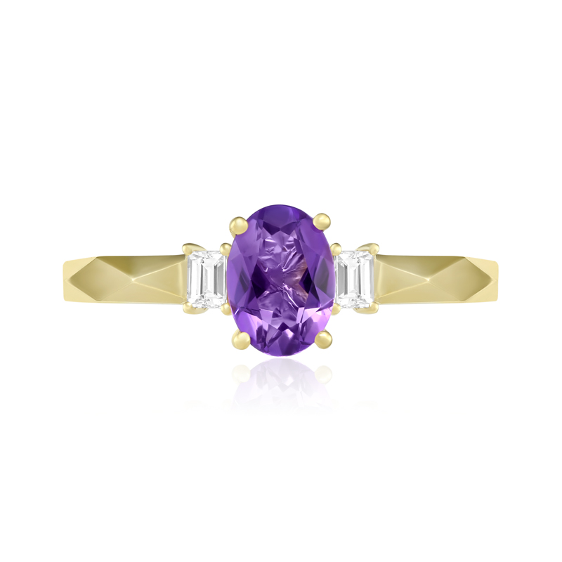 Inel Aur 18k Diamante, Ametist DERUVO 