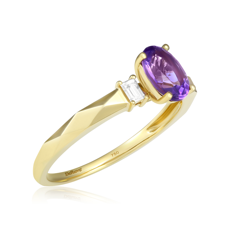 Inel Aur 18k Diamante, Ametist DERUVO 