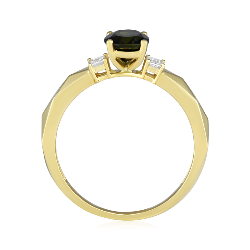 Inel Aur 18k Diamante, Turmalina Verde DERUVO