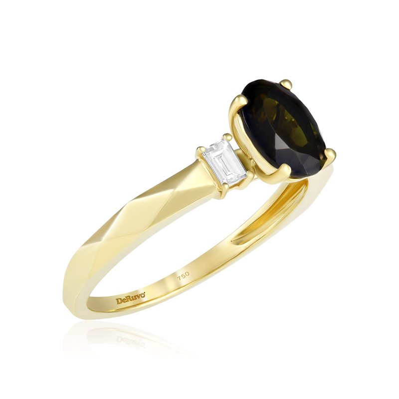 Inel Aur 18k Diamante, Turmalina Verde DERUVO