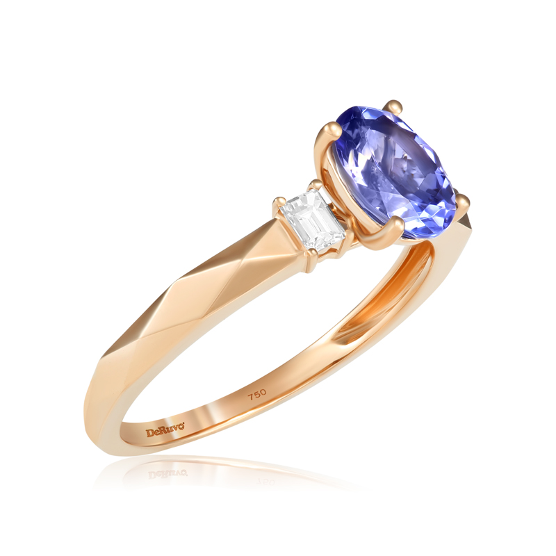 Inel Aur 18k Diamante, Tanzanit DERUVO