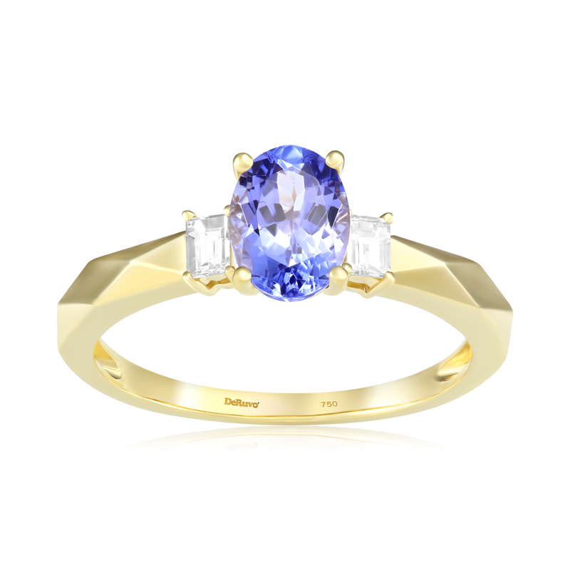 Inel Aur 18k Diamante, Tanzanit DERUVO