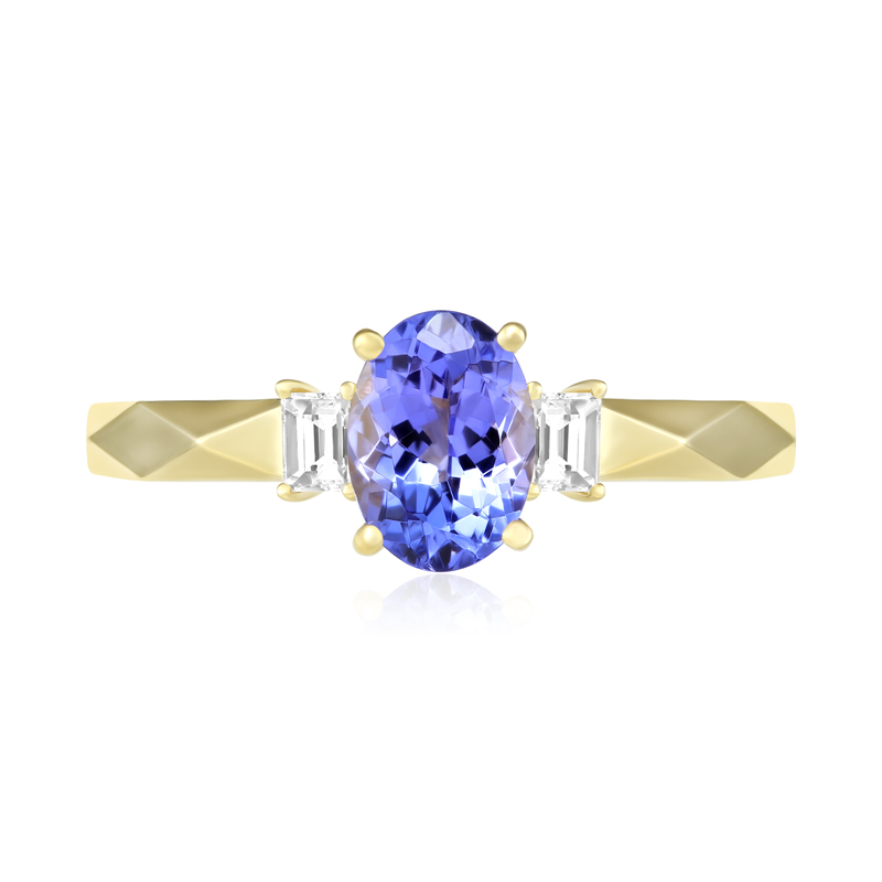 Inel Aur 18k Diamante, Tanzanit DERUVO