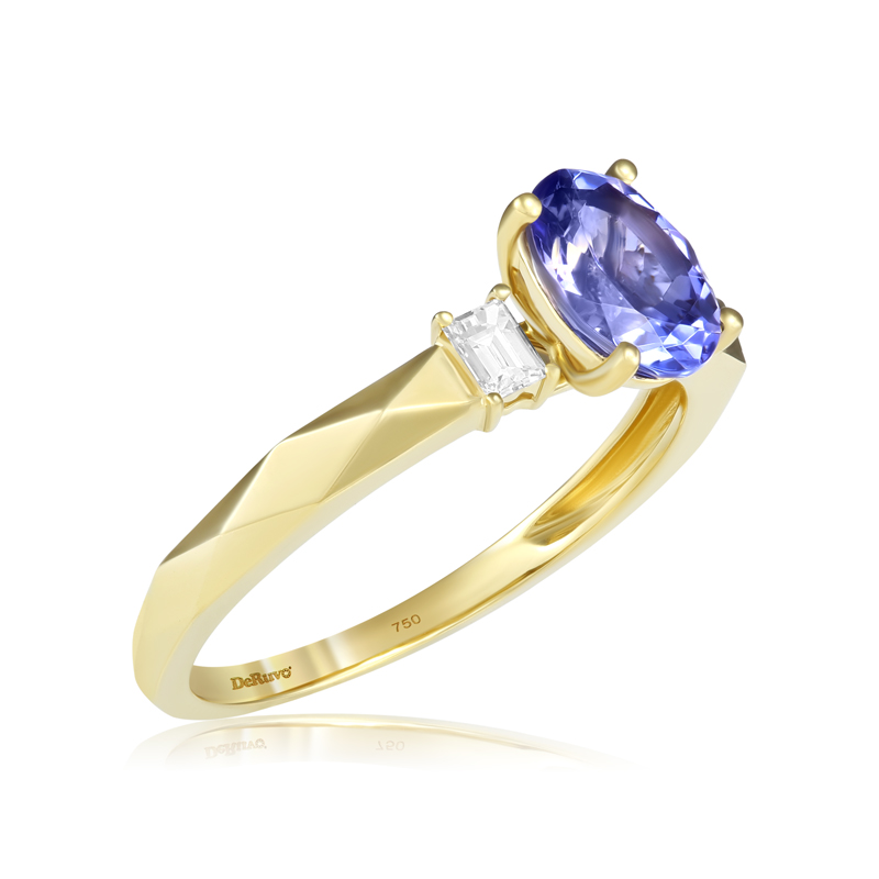 Inel Aur 18k Diamante, Tanzanit DERUVO